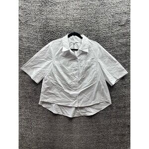 Adam Lippes Collective Crisp Cotton Collared Trapeze Shirt White Womens Size 10
